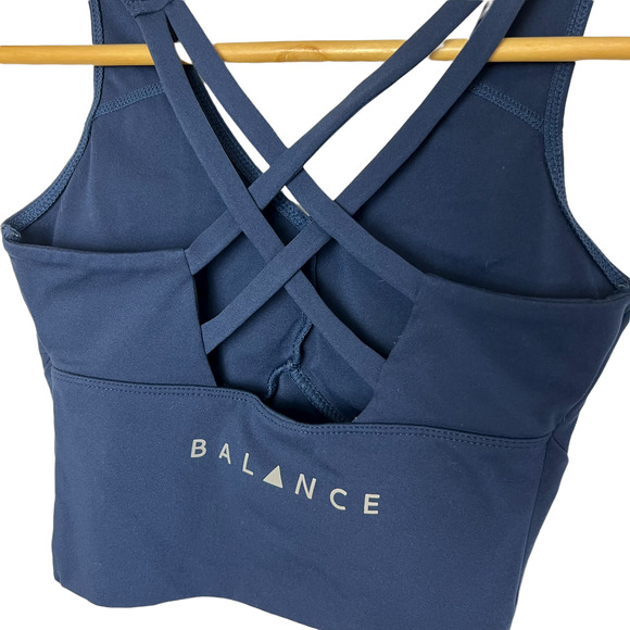 Balance Athletica Navy Blue Criss Cross Back Sports Bra Workout Yoga Gym XS - Picture 7 of 11